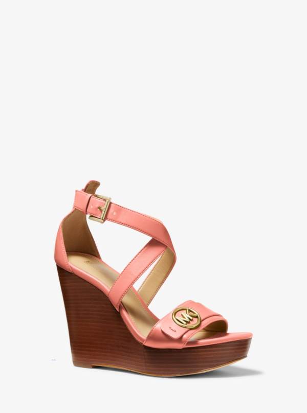 Damske Sandále Michael Kors Carmen Faux Leather Wedge Ruzove - Topanky Michael Kors Sleva | BEDOA-1482